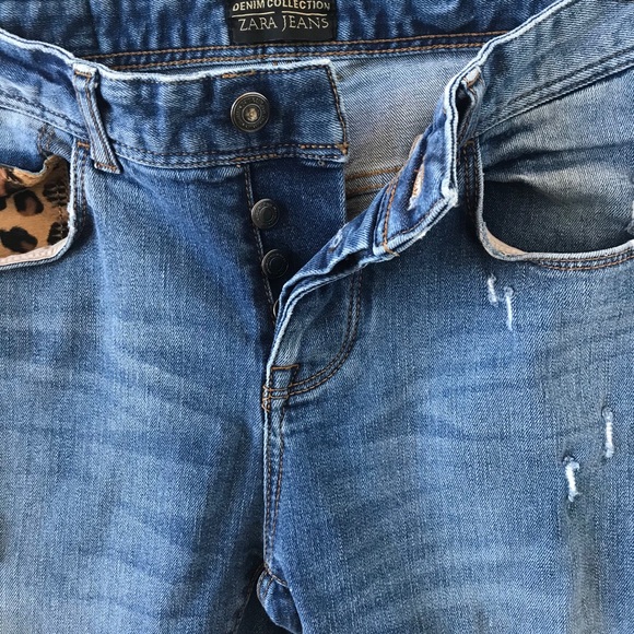 Zara distressed jeans with leopard pocket - Picture 11 of 11